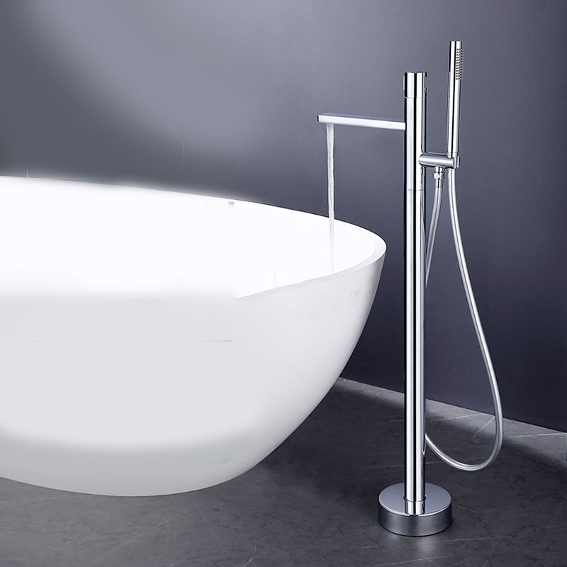 Modern Floor Standing Faucet Handheld Shower Head Bathtub Faucet Clearhalo 'Bathroom Remodel & Bathroom Fixtures' 'Bathtub Faucets' 'bathtub_faucets' 'Home Improvement' 'home_improvement' 'home_improvement_bathtub_faucets' 1200x1200_4096b081-2d82-4507-8d34-73e9c8cc24ea