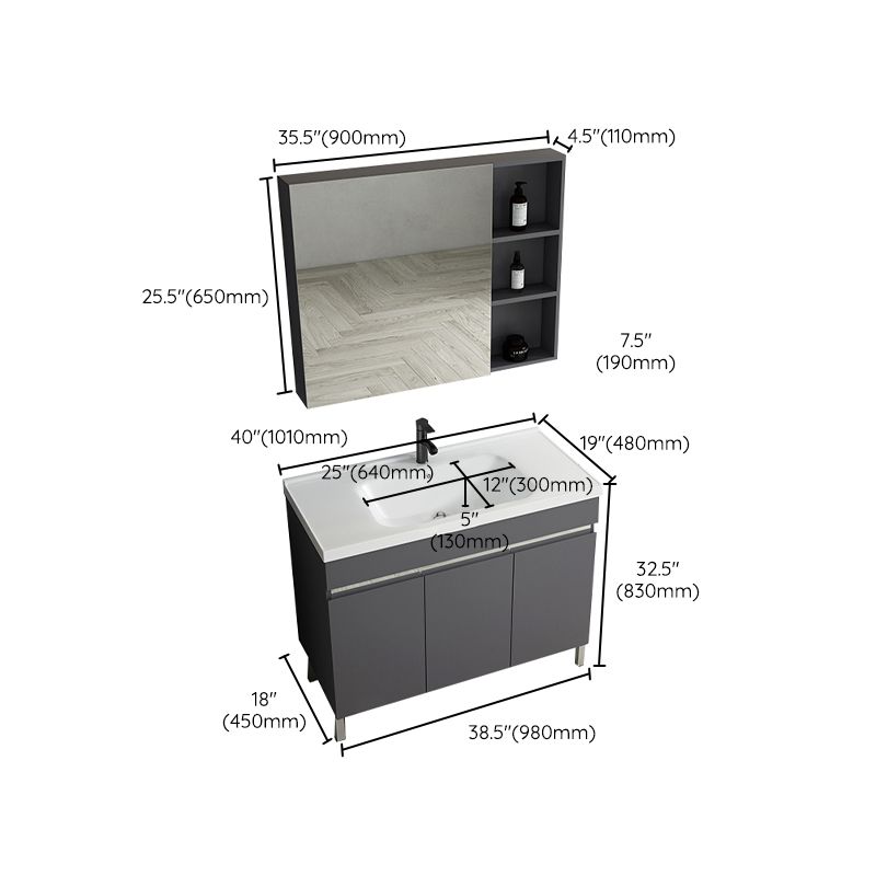 Gray Metal Vanity Sink Modern Free-standing Standard Space Saver Vanity Clearhalo 'Bathroom Remodel & Bathroom Fixtures' 'Bathroom Vanities' 'bathroom_vanities' 'Home Improvement' 'home_improvement' 'home_improvement_bathroom_vanities' 1200x1200_40b46eb7-4fd1-43af-9f4a-ac83da22b59e