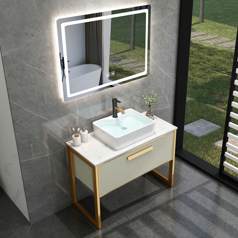 Metal Glam Sink Vanity Freestanding Faucet Included Bathroom Sink Vanity Clearhalo 'Bathroom Remodel & Bathroom Fixtures' 'Bathroom Vanities' 'bathroom_vanities' 'Home Improvement' 'home_improvement' 'home_improvement_bathroom_vanities' 1200x1200_40be72ca-b128-45b4-a3f1-9cf9a1c72df2