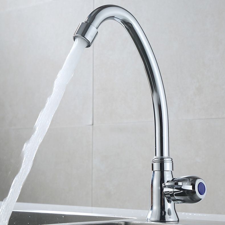 Contemporary Single Handle Bar Faucet 1-Hold Water Faucet in Chrome Clearhalo 'Home Improvement' 'home_improvement' 'home_improvement_kitchen_faucets' 'Kitchen Faucets' 'Kitchen Remodel & Kitchen Fixtures' 'Kitchen Sinks & Faucet Components' 'kitchen_faucets' 1200x1200_40bf3c83-fbb9-44e8-99c7-207476ae38fc