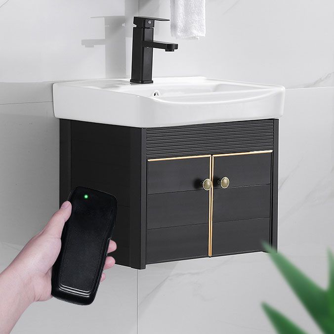 Modern Metal Wall Mount Sink Vanity Single Sink with Doors for Bathroom Clearhalo 'Bathroom Remodel & Bathroom Fixtures' 'Bathroom Vanities' 'bathroom_vanities' 'Home Improvement' 'home_improvement' 'home_improvement_bathroom_vanities' 1200x1200_40cac4bd-3754-4885-b98f-4fd171f270b3