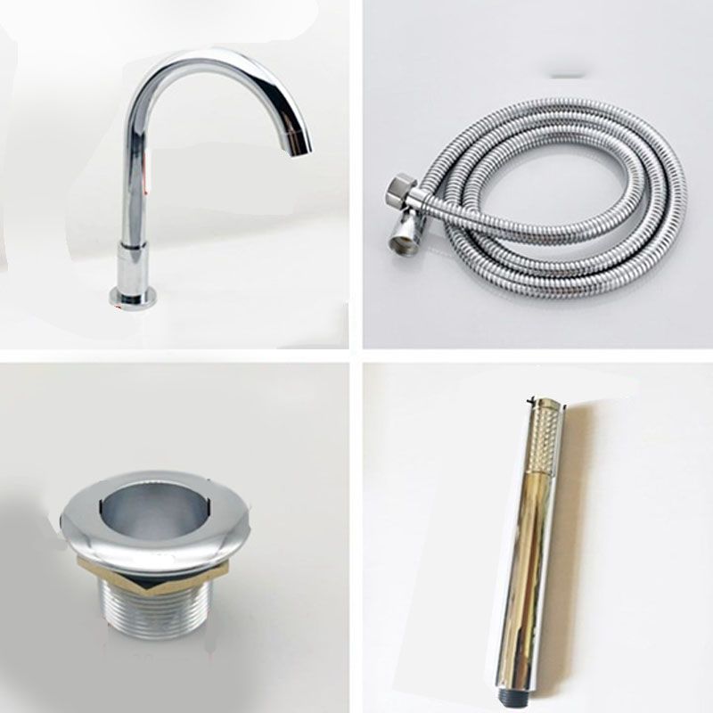 Contemporary Bathroom Faucet Deck Mounted Copper Low Arc Roman Tub Faucet Set Clearhalo 'Bathroom Remodel & Bathroom Fixtures' 'Bathtub Faucets' 'bathtub_faucets' 'Home Improvement' 'home_improvement' 'home_improvement_bathtub_faucets' 1200x1200_40d9e23d-7dbb-4f74-a5c1-f9b666137f5c