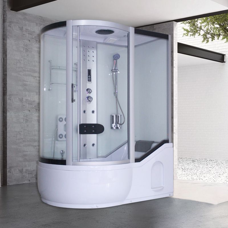 Round Tempered Glass Shower Enclosure with Base Kit Framed Tub & Shower Kit Clearhalo 'Bathroom Remodel & Bathroom Fixtures' 'Home Improvement' 'home_improvement' 'home_improvement_shower_stalls_enclosures' 'Shower Stalls & Enclosures' 'shower_stalls_enclosures' 'Showers & Bathtubs' 1200x1200_40faba01-9642-4a44-84df-b7e0fb8fbbed