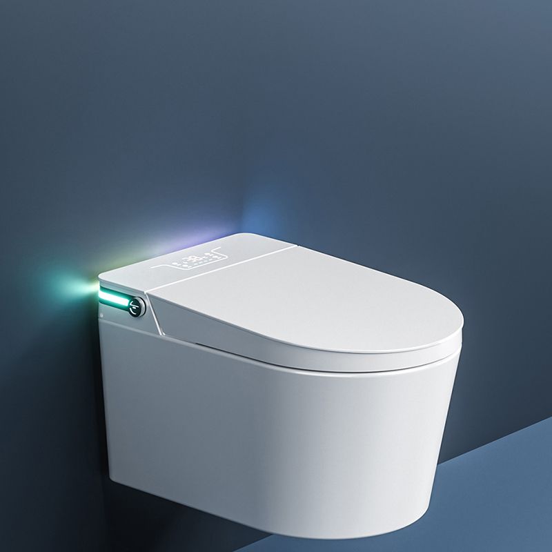 Modern Wall Mounted Flush Toilet with Slow Close Seat and Heated Seat in White Clearhalo 'Bathroom Remodel & Bathroom Fixtures' 'Bidets' 'Home Improvement' 'home_improvement' 'home_improvement_bidets' 'Toilets & Bidets' 1200x1200_410558c8-0bde-4b5e-9460-1e5ae6203dcc