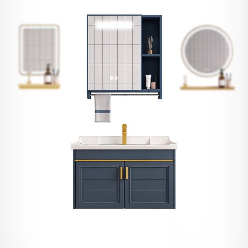 Modern Single Wall Mount Vanity Blue Ceramic Top Sink Vanity Clearhalo 'Bathroom Remodel & Bathroom Fixtures' 'Bathroom Vanities' 'bathroom_vanities' 'Home Improvement' 'home_improvement' 'home_improvement_bathroom_vanities' 1200x1200_41069188-9cf0-42b7-b84f-8de3af9576b1