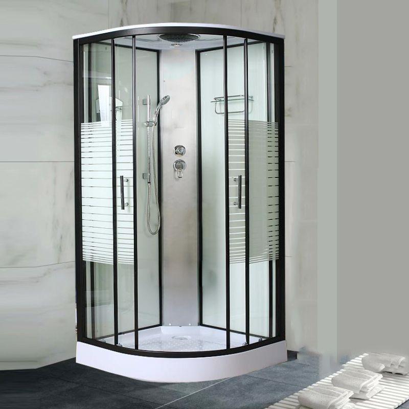 Contemporary Round Shower Stall Rain Shower Striped Framed Shower Stall with Ceiling Clearhalo 'Bathroom Remodel & Bathroom Fixtures' 'Home Improvement' 'home_improvement' 'home_improvement_shower_stalls_enclosures' 'Shower Stalls & Enclosures' 'shower_stalls_enclosures' 'Showers & Bathtubs' 1200x1200_412482d9-e8e3-4f4a-bb2d-064bd99e2453