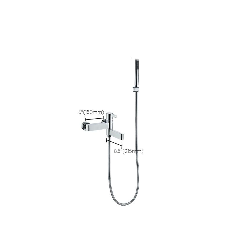 Contemporary Chrome Bath Faucet Trim Swivel Wall Mounted with Hand Shower Clearhalo 'Bathroom Remodel & Bathroom Fixtures' 'Bathtub Faucets' 'bathtub_faucets' 'Home Improvement' 'home_improvement' 'home_improvement_bathtub_faucets' 1200x1200_412a9ee3-2b44-47b2-bd10-19f1ee69d307