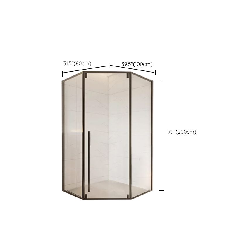 Neo-Angle Clear Tempered Shower Enclosure Framed Double Sliding Shower Kit Clearhalo 'Bathroom Remodel & Bathroom Fixtures' 'Home Improvement' 'home_improvement' 'home_improvement_shower_stalls_enclosures' 'Shower Stalls & Enclosures' 'shower_stalls_enclosures' 'Showers & Bathtubs' 1200x1200_413bc2dc-a78e-4f8e-a684-ddd8800bfe09
