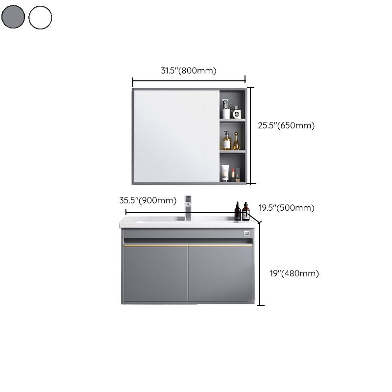 Modern Wall Mount Sink Vanity Wood Bathroom Sink Vanity with Mirror Clearhalo 'Bathroom Remodel & Bathroom Fixtures' 'Bathroom Vanities' 'bathroom_vanities' 'Home Improvement' 'home_improvement' 'home_improvement_bathroom_vanities' 1200x1200_413dec18-edd9-4f64-985d-915c29d8fda3