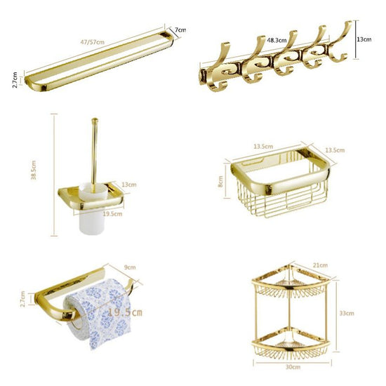 Chrome/Gold Bathroom Accessory Set Modern Metal Bathroom Hardware Set ...