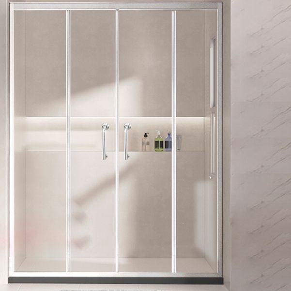 One-shaped Sliding Shower Doors Transparent Tempered Glass Shower Door Clearhalo 'Bathroom Remodel & Bathroom Fixtures' 'Home Improvement' 'home_improvement' 'home_improvement_shower_tub_doors' 'Shower and Tub Doors' 'shower_tub_doors' 'Showers & Bathtubs' 1200x1200_414b00fb-3f2d-4c31-a45b-3e5143264c12
