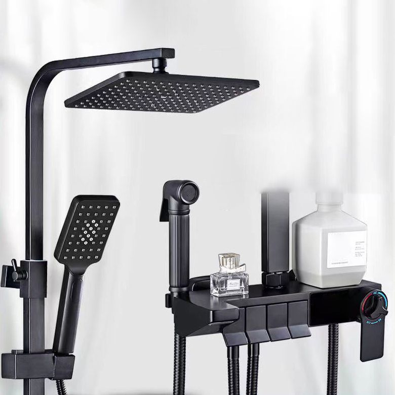 Square Metal Shower System Volume Control Dual Shower Head Shower Faucet with Shower Arm Clearhalo 'Bathroom Remodel & Bathroom Fixtures' 'Home Improvement' 'home_improvement' 'home_improvement_shower_faucets' 'Shower Faucets & Systems' 'shower_faucets' 'Showers & Bathtubs Plumbing' 'Showers & Bathtubs' 1200x1200_4159772c-9893-49c6-afda-042134228949