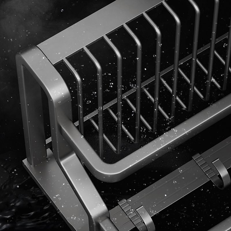 Contemporary Bath Hardware Set in Stainless Aluminum Matte Gray Robe Hooks/Towel Bar Clearhalo 'Bathroom Hardware Sets' 'Bathroom Hardware' 'Bathroom Remodel & Bathroom Fixtures' 'bathroom_hardware_sets' 'Home Improvement' 'home_improvement' 'home_improvement_bathroom_hardware_sets' 1200x1200_415c717d-a638-406c-80a3-56c6bd65946a