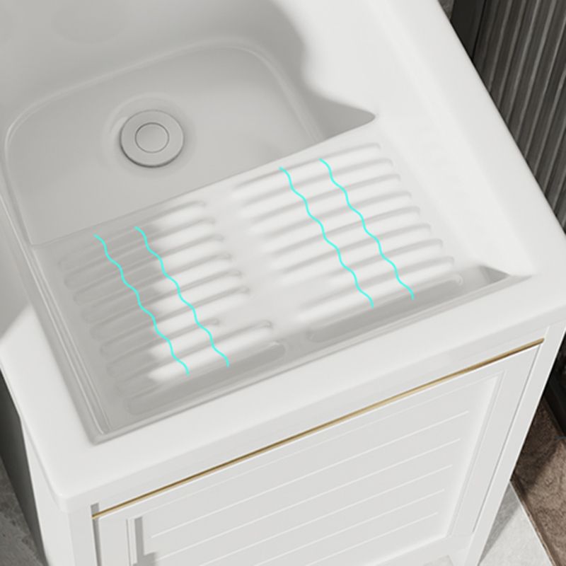 Glam Freestanding Vanity Single Sink Metal Frame Rectangular Faucet Vanity with Door Clearhalo 'Bathroom Remodel & Bathroom Fixtures' 'Bathroom Vanities' 'bathroom_vanities' 'Home Improvement' 'home_improvement' 'home_improvement_bathroom_vanities' 1200x1200_4186a229-d1db-40c9-912b-824320583950