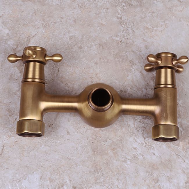 Vintage Tub Faucet Two Cross Handle Faucet Full Copper Wall Mounted Faucet Clearhalo 'Bathroom Remodel & Bathroom Fixtures' 'Bathtub Faucets' 'bathtub_faucets' 'Home Improvement' 'home_improvement' 'home_improvement_bathtub_faucets' 1200x1200_41d0ad82-8c84-4000-a549-30bbd91fbd1c