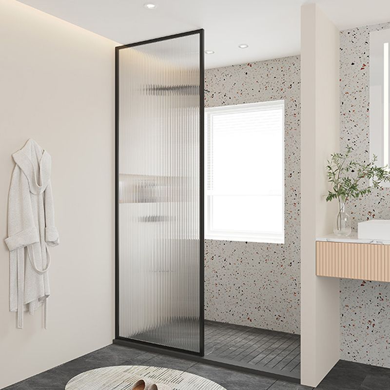 Black Full Frame Stainless Steel Glass Shower Screen, Fixed Semi Isolated Shower Screen Clearhalo 'Bathroom Remodel & Bathroom Fixtures' 'Home Improvement' 'home_improvement' 'home_improvement_shower_tub_doors' 'Shower and Tub Doors' 'shower_tub_doors' 'Showers & Bathtubs' 1200x1200_41d20c8c-6bb9-45f9-99f8-ee8c289500e2