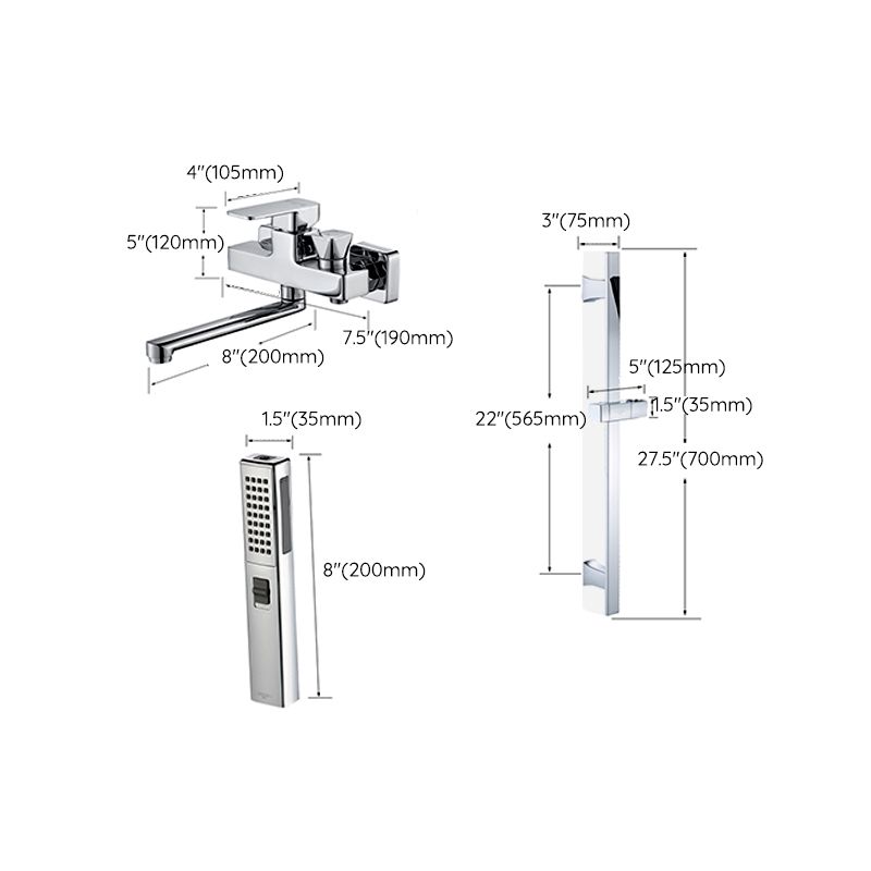 Wall Mounted Bath Faucet Trim Chrome Polished Swivel Spout with Handshower Clearhalo 'Bathroom Remodel & Bathroom Fixtures' 'Bathtub Faucets' 'bathtub_faucets' 'Home Improvement' 'home_improvement' 'home_improvement_bathtub_faucets' 1200x1200_41f47fa9-5866-4888-b688-caf7355d680f