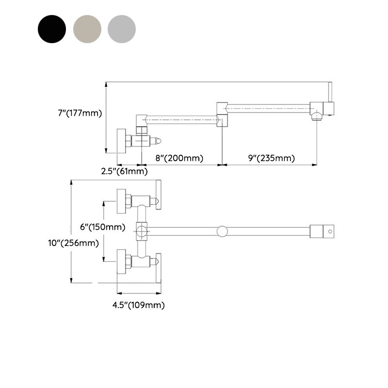 Brass Pot Filler Modern Double Lever Handle Swivel Wall-Mounted Pot Filler Clearhalo 'Home Improvement' 'home_improvement' 'home_improvement_kitchen_faucets' 'Kitchen Faucets' 'Kitchen Remodel & Kitchen Fixtures' 'Kitchen Sinks & Faucet Components' 'kitchen_faucets' 1200x1200_41f8c8b9-9baa-4158-adb9-dff764ada5d5