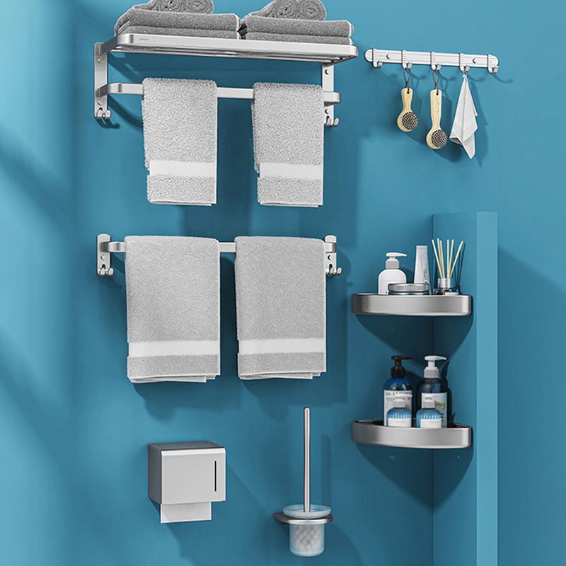 Minimalism Gray Bathroom Accessory Set Contemporary Style Aluminum Towel Bar Clearhalo 'Bathroom Hardware Sets' 'Bathroom Hardware' 'Bathroom Remodel & Bathroom Fixtures' 'bathroom_hardware_sets' 'Home Improvement' 'home_improvement' 'home_improvement_bathroom_hardware_sets' 1200x1200_41ffc4ba-28da-4947-9d16-e0c0e4bc8a5e