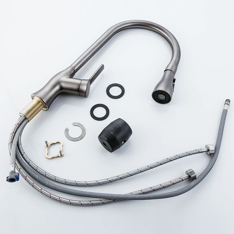 Contemporary Retractable Kitchen Faucet Copper Single Handle High Arc Kitchen Faucet Clearhalo 'Home Improvement' 'home_improvement' 'home_improvement_kitchen_faucets' 'Kitchen Faucets' 'Kitchen Remodel & Kitchen Fixtures' 'Kitchen Sinks & Faucet Components' 'kitchen_faucets' 1200x1200_42130ca2-61ae-4de7-9fa9-7448ee6e7d96