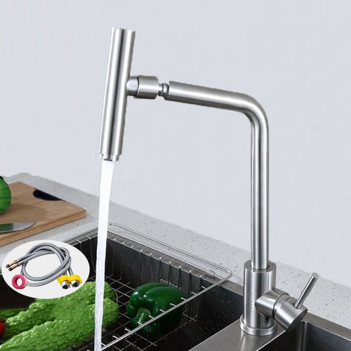 1-Handle Faucets with Water Dispenser Stainless Steel Standard Kitchen Faucets Clearhalo 'Home Improvement' 'home_improvement' 'home_improvement_kitchen_faucets' 'Kitchen Faucets' 'Kitchen Remodel & Kitchen Fixtures' 'Kitchen Sinks & Faucet Components' 'kitchen_faucets' 1200x1200_423b9cfd-3e18-4d17-9ee6-581f429cb90f