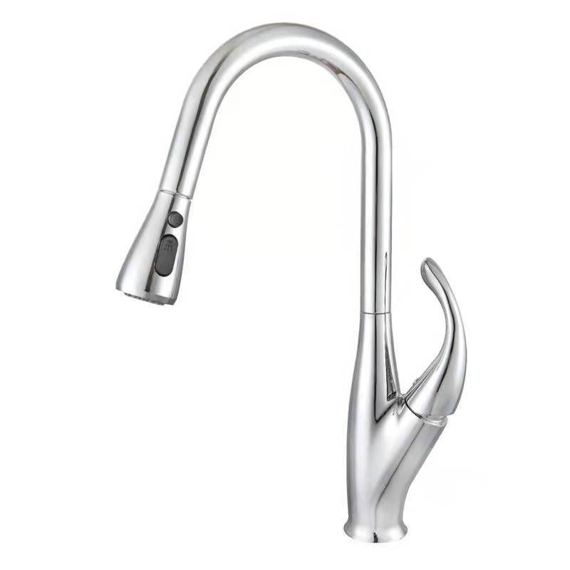Modern 1-Handle Faucet Black/Silver Copper with Pull out Sprayer Faucet Clearhalo 'Home Improvement' 'home_improvement' 'home_improvement_kitchen_faucets' 'Kitchen Faucets' 'Kitchen Remodel & Kitchen Fixtures' 'Kitchen Sinks & Faucet Components' 'kitchen_faucets' 1200x1200_4270be58-14df-4e09-af5c-b0a9fd8d026b