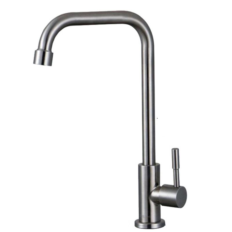 Stainless Steel Kitchen Faucet Single Handle Gooseneck Faucet Clearhalo 'Home Improvement' 'home_improvement' 'home_improvement_kitchen_faucets' 'Kitchen Faucets' 'Kitchen Remodel & Kitchen Fixtures' 'Kitchen Sinks & Faucet Components' 'kitchen_faucets' 1200x1200_4273bf91-e926-4b15-9c2f-50b2c406a800