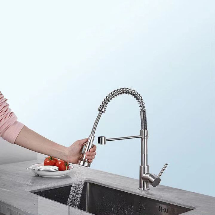 Modern Farmhouse One Handle Spring Spout Kitchen Faucet High Arch Water Filler Clearhalo 'Home Improvement' 'home_improvement' 'home_improvement_kitchen_faucets' 'Kitchen Faucets' 'Kitchen Remodel & Kitchen Fixtures' 'Kitchen Sinks & Faucet Components' 'kitchen_faucets' 1200x1200_427fb25b-dea3-4ae6-92a0-bbbb068bf0b9