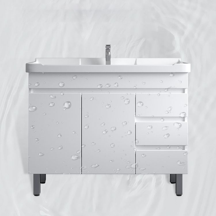 Ceramic Single Bathroom Vanity Modern White Rectangular Freestanding Vanity Set Clearhalo 'Bathroom Remodel & Bathroom Fixtures' 'Bathroom Vanities' 'bathroom_vanities' 'Home Improvement' 'home_improvement' 'home_improvement_bathroom_vanities' 1200x1200_428a813e-c527-4f47-85bd-9b25914a6811