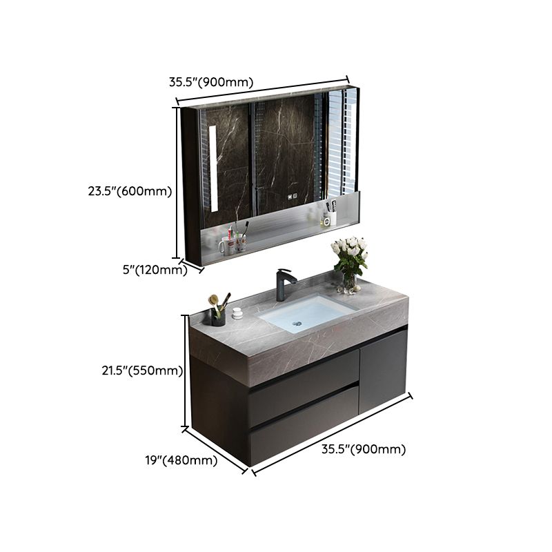 Bathroom Vanity Set Ceramic Rectangular Drawers Wall Mounted Vanity Sink Clearhalo 'Bathroom Remodel & Bathroom Fixtures' 'Bathroom Vanities' 'bathroom_vanities' 'Home Improvement' 'home_improvement' 'home_improvement_bathroom_vanities' 1200x1200_4290cbe9-8e08-4153-bcf3-3f9fec7917df