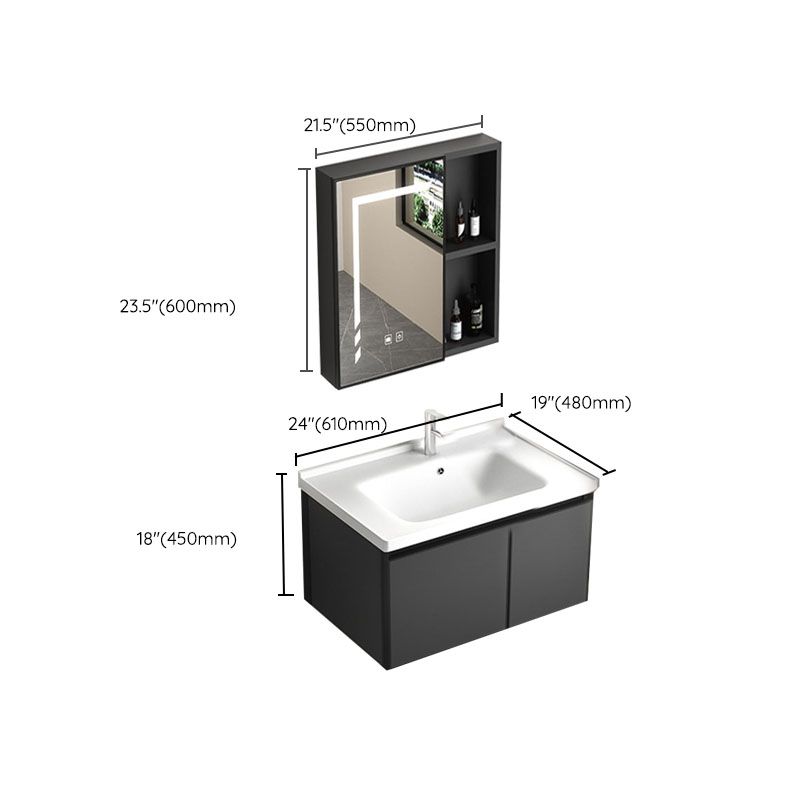 Aluminum Bathroom Vanity Set Doors Wall Mounted Doors Grey Single Sink with Mirror Clearhalo 'Bathroom Remodel & Bathroom Fixtures' 'Bathroom Vanities' 'bathroom_vanities' 'Home Improvement' 'home_improvement' 'home_improvement_bathroom_vanities' 1200x1200_4294a16d-55f1-4494-8410-b8c0f7d41f2f