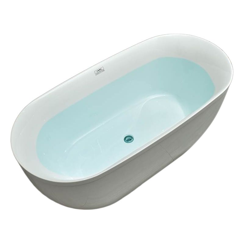 Modern Stand Alone Oval Bath Acrylic Soaking Back to Wall White Bathtub Clearhalo 'Bathroom Remodel & Bathroom Fixtures' 'Bathtubs' 'Home Improvement' 'home_improvement' 'home_improvement_bathtubs' 'Showers & Bathtubs' 1200x1200_42b57e32-3938-47ab-8875-729a740380b8