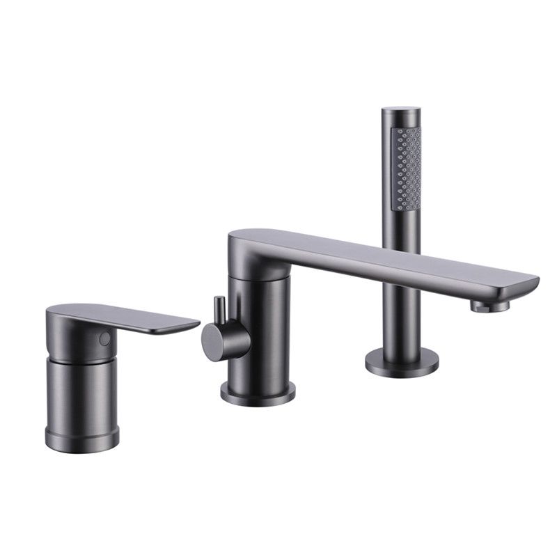 Contemporary Bathroom Faucet Deck Mounted Bathroom Faucet with Low Arc Clearhalo 'Bathroom Remodel & Bathroom Fixtures' 'Bathtub Faucets' 'bathtub_faucets' 'Home Improvement' 'home_improvement' 'home_improvement_bathtub_faucets' 1200x1200_42c33006-3166-41de-813c-7782eabb2c62