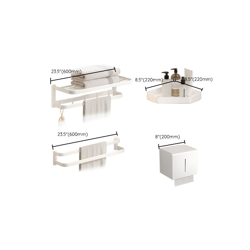 Modern White Bath Hardware Set Bath Shelf Paper Holder Bathroom Accessory Kit Clearhalo 'Bathroom Hardware Sets' 'Bathroom Hardware' 'Bathroom Remodel & Bathroom Fixtures' 'bathroom_hardware_sets' 'Home Improvement' 'home_improvement' 'home_improvement_bathroom_hardware_sets' 1200x1200_42d053e8-711e-40a0-b65d-08dcc921f24b