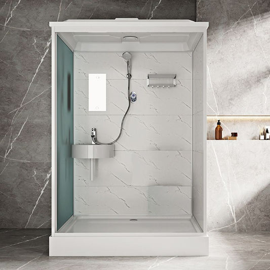 White Rectangle Shower Stall with Shower Base Tempered Glass Shower Stall Clearhalo 'Bathroom Remodel & Bathroom Fixtures' 'Home Improvement' 'home_improvement' 'home_improvement_shower_stalls_enclosures' 'Shower Stalls & Enclosures' 'shower_stalls_enclosures' 'Showers & Bathtubs' 1200x1200_42d45999-ae14-45b1-9d4c-08d51ad442d9