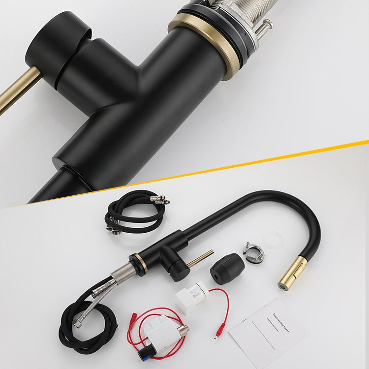 Modern Style Kitchen Faucet Stainless Steel 1-Handle Gooseneck Kitchen Faucet Clearhalo 'Home Improvement' 'home_improvement' 'home_improvement_kitchen_faucets' 'Kitchen Faucets' 'Kitchen Remodel & Kitchen Fixtures' 'Kitchen Sinks & Faucet Components' 'kitchen_faucets' 1200x1200_42d55ac2-673f-46fa-94de-80f0e2d23402