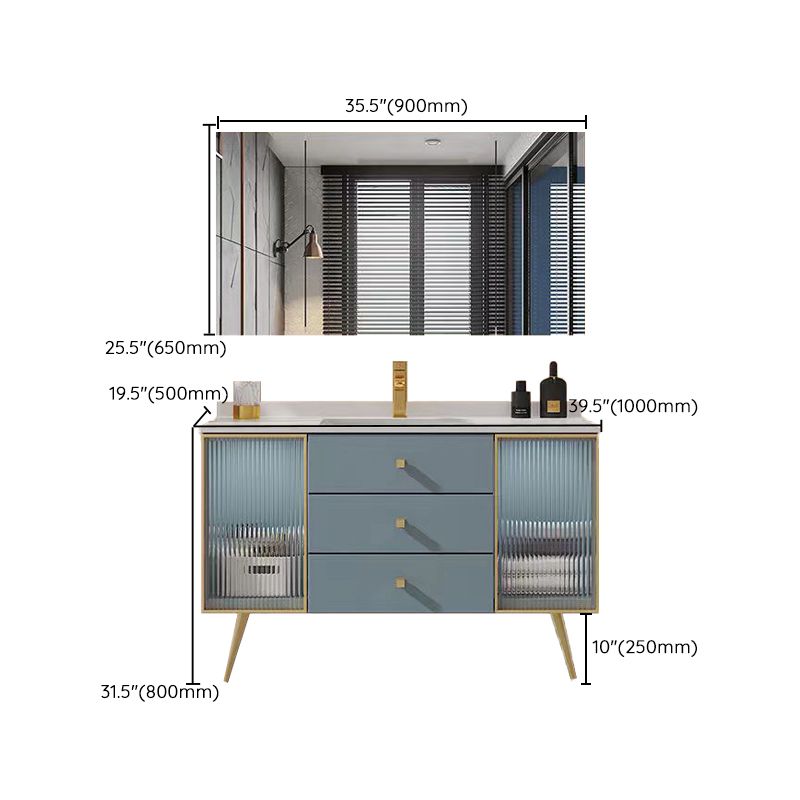 Freestanding Bathroom Vanity Blue Wood Frame Single Sink Rectangular Vanity with 3 Drawers Clearhalo 'Bathroom Remodel & Bathroom Fixtures' 'Bathroom Vanities' 'bathroom_vanities' 'Home Improvement' 'home_improvement' 'home_improvement_bathroom_vanities' 1200x1200_42ebf6dd-84d0-4c68-9361-44236eb585dc