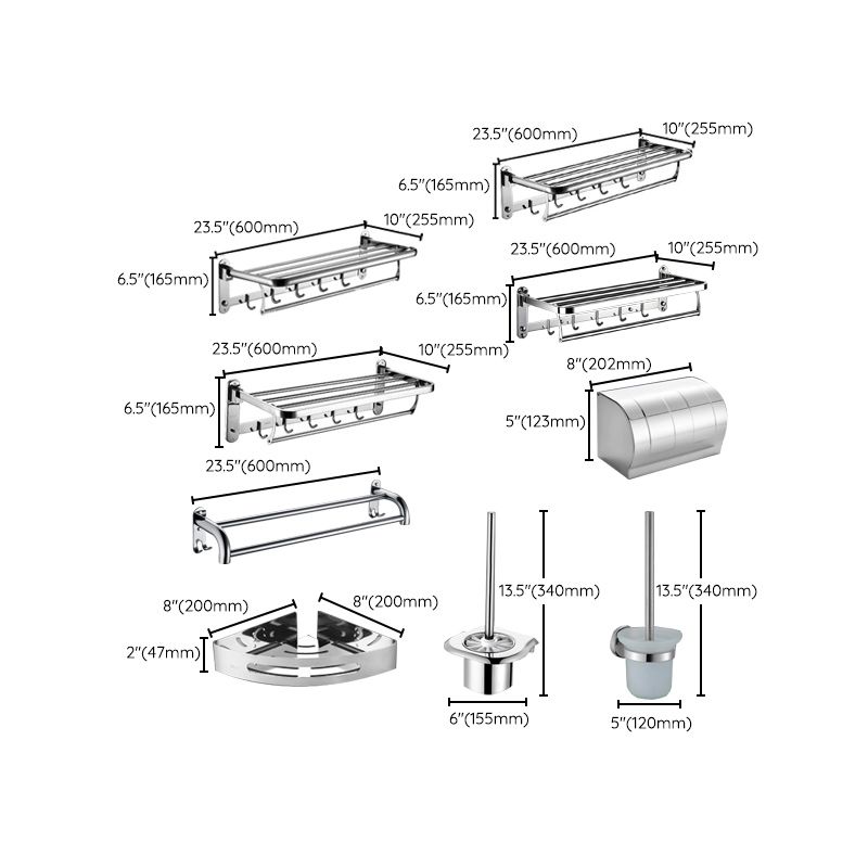 6-Piece Stainless Steel Modern Bathroom Accessory as Individual or as a Set Clearhalo 'Bathroom Hardware Sets' 'Bathroom Hardware' 'Bathroom Remodel & Bathroom Fixtures' 'bathroom_hardware_sets' 'Home Improvement' 'home_improvement' 'home_improvement_bathroom_hardware_sets' 1200x1200_43299c55-0fd4-40b9-9f59-9fc771bdbd0a