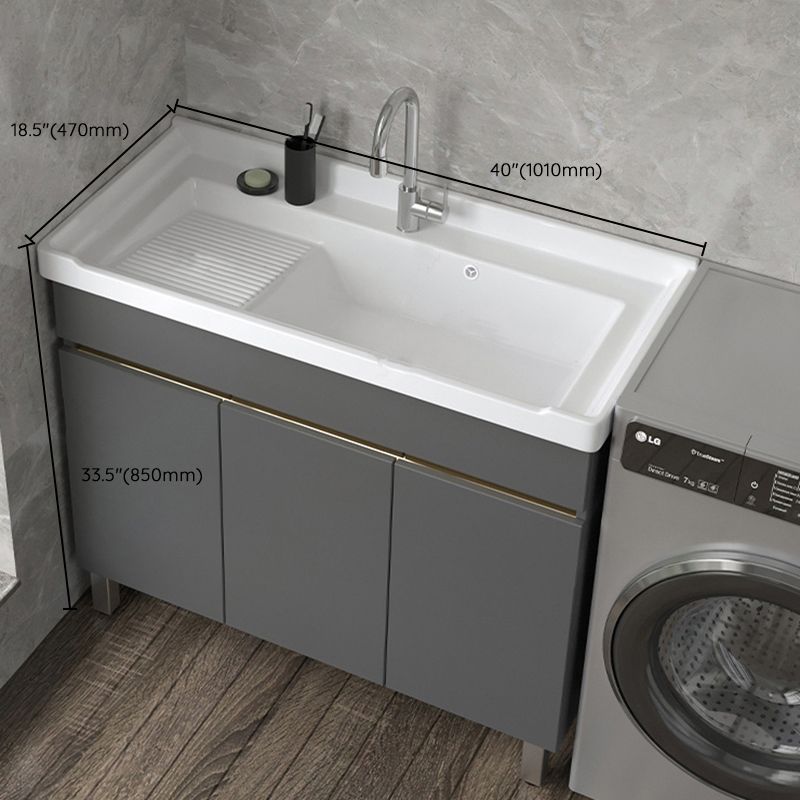 Wall Mount Glam Bath Vanity Gray Ceramic Single-Sink Rectangular Vanity Set Clearhalo 'Bathroom Remodel & Bathroom Fixtures' 'Bathroom Vanities' 'bathroom_vanities' 'Home Improvement' 'home_improvement' 'home_improvement_bathroom_vanities' 1200x1200_432ed1b3-5b80-4b3f-a8e5-8e5315f141da