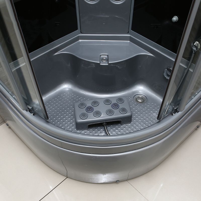 Gray Round Shower Stall Full Frame Double Sliding Door Shower Room Clearhalo 'Bathroom Remodel & Bathroom Fixtures' 'Home Improvement' 'home_improvement' 'home_improvement_shower_stalls_enclosures' 'Shower Stalls & Enclosures' 'shower_stalls_enclosures' 'Showers & Bathtubs' 1200x1200_4348fc6e-b472-4ccb-9708-be238c6b4283