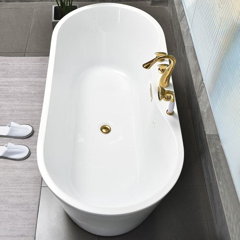 White Oval Bath Freestanding Acrylic Soaking Handles Included Modern Bathtub Clearhalo 'Bathroom Remodel & Bathroom Fixtures' 'Bathtubs' 'Home Improvement' 'home_improvement' 'home_improvement_bathtubs' 'Showers & Bathtubs' 1200x1200_434a1caa-7c98-4137-b167-9f396a8c1030