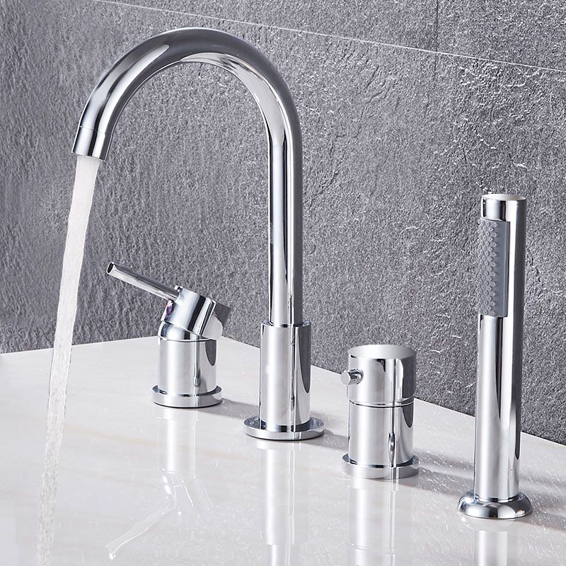 Modern Style Roman Tub Faucet Deck-Mount Copper Roman Tub Faucet Clearhalo 'Bathroom Remodel & Bathroom Fixtures' 'Bathtub Faucets' 'bathtub_faucets' 'Home Improvement' 'home_improvement' 'home_improvement_bathtub_faucets' 1200x1200_435defae-f640-40e8-adb8-2aa2071457b7