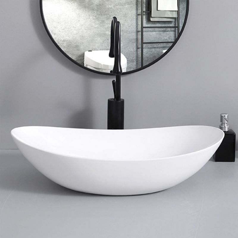 Contemporary Bathroom Sink with Single Faucet Hole Solid Color Oval-Shape Vessel Sink Clearhalo 'Bathroom Remodel & Bathroom Fixtures' 'Bathroom Sinks & Faucet Components' 'Bathroom Sinks' 'bathroom_sink' 'Home Improvement' 'home_improvement' 'home_improvement_bathroom_sink' 1200x1200_435fe777-0124-4726-808c-611645fa258e