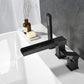 Brass Low Arc Bath Faucet with Hand Shower Square Bathroom Faucet Clearhalo 'Bathroom Remodel & Bathroom Fixtures' 'Bathtub Faucets' 'bathtub_faucets' 'Home Improvement' 'home_improvement' 'home_improvement_bathtub_faucets' 1200x1200_436683d7-5061-458e-8cd0-ad813c4e464d