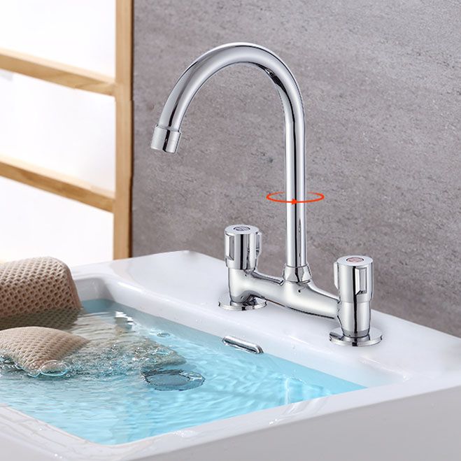 Modern Pre-Rinse Kitchen Faucet Brass Knob Handle Swivel Spout Kitchen Sink Faucet Clearhalo 'Home Improvement' 'home_improvement' 'home_improvement_kitchen_faucets' 'Kitchen Faucets' 'Kitchen Remodel & Kitchen Fixtures' 'Kitchen Sinks & Faucet Components' 'kitchen_faucets' 1200x1200_437a1141-dc1a-4426-99b3-053b1fe08c94