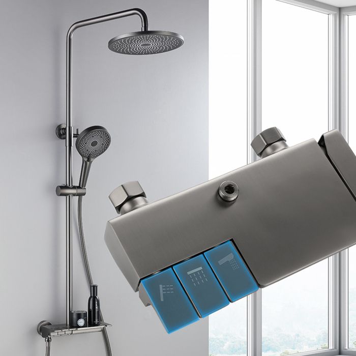 Modern Shower Trim Brass Slide Bar Included Wall Mounted Shower Head Combo Clearhalo 'Bathroom Remodel & Bathroom Fixtures' 'Home Improvement' 'home_improvement' 'home_improvement_shower_faucets' 'Shower Faucets & Systems' 'shower_faucets' 'Showers & Bathtubs Plumbing' 'Showers & Bathtubs' 1200x1200_437a674d-aebb-42de-a0f6-595f6fca5b0f