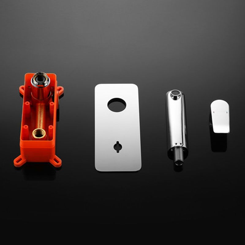 Glam Wall Mounted Sink Faucet Brass Lever Low Arc 2 Hole Faucets Bathroom Faucet Clearhalo 'Bathroom Remodel & Bathroom Fixtures' 'Bathroom Sink Faucets' 'Bathroom Sinks & Faucet Components' 'bathroom_sink_faucets' 'Home Improvement' 'home_improvement' 'home_improvement_bathroom_sink_faucets' 1200x1200_43b27b38-5ae8-4d18-a54a-2166b29765db