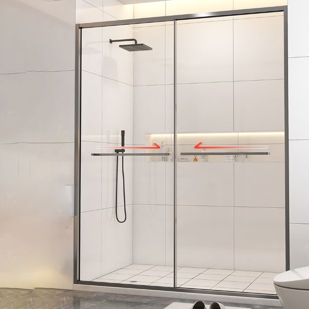 Double Sliding Glass Shower Door Stainless Steel Narrow Frame Shower Screen Clearhalo 'Bathroom Remodel & Bathroom Fixtures' 'Home Improvement' 'home_improvement' 'home_improvement_shower_tub_doors' 'Shower and Tub Doors' 'shower_tub_doors' 'Showers & Bathtubs' 1200x1200_43ba7b09-9348-4eef-a14c-0a7b9935c945