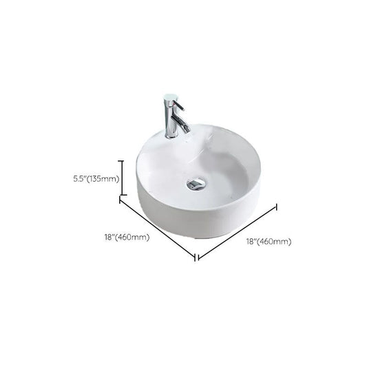 Bathroom Sink White Ceramic Faucet Single Handle Round Shape Sink Clearhalo 'Bathroom Remodel & Bathroom Fixtures' 'Bathroom Sinks & Faucet Components' 'Bathroom Sinks' 'bathroom_sink' 'Home Improvement' 'home_improvement' 'home_improvement_bathroom_sink' 1200x1200_43c5abcd-54d6-4b8d-9625-364a53e90694