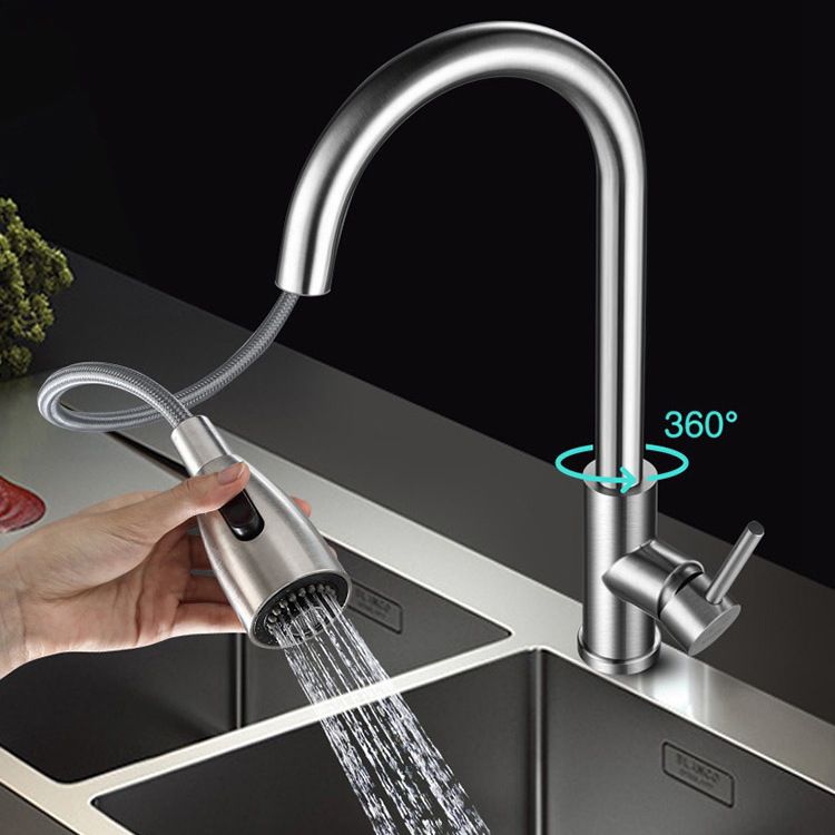 Modern 1-Handle Faucet 304 Stainless Steel with Water Dispenser Pull down Faucet Clearhalo 'Home Improvement' 'home_improvement' 'home_improvement_kitchen_faucets' 'Kitchen Faucets' 'Kitchen Remodel & Kitchen Fixtures' 'Kitchen Sinks & Faucet Components' 'kitchen_faucets' 1200x1200_43cfee40-ca44-4adf-85c4-a9444825b0ab